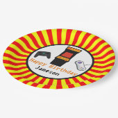 Assiettes En Carton Rétro anniversaire de console de jeu vidéo (Angle)