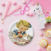Assiettes En Carton Rétro Anniversaire Fille Cake Cat Enfants Artwork (Fête)