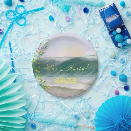 Assiettes En Carton Retro Anniversaire Plage Pique-nique (Fête)