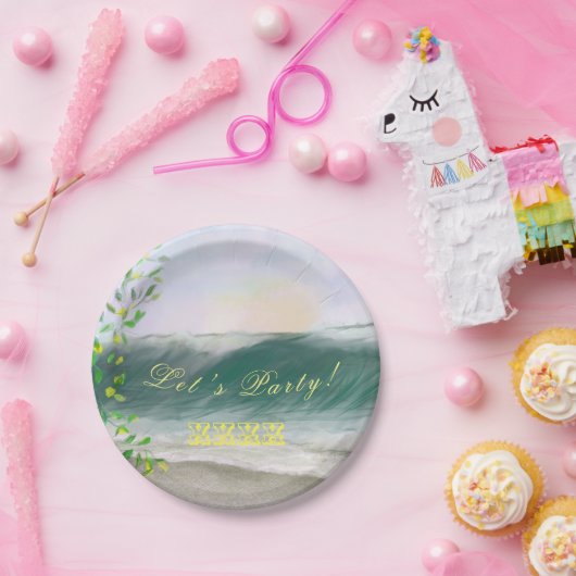 Assiettes En Carton Retro Anniversaire Plage Pique-nique (Fête)