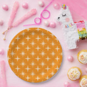 Assiettes En Carton Retro Atomic Stars Motif sur Orange (Fête)