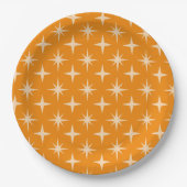 Assiettes En Carton Retro Atomic Stars Motif sur Orange (Devant)