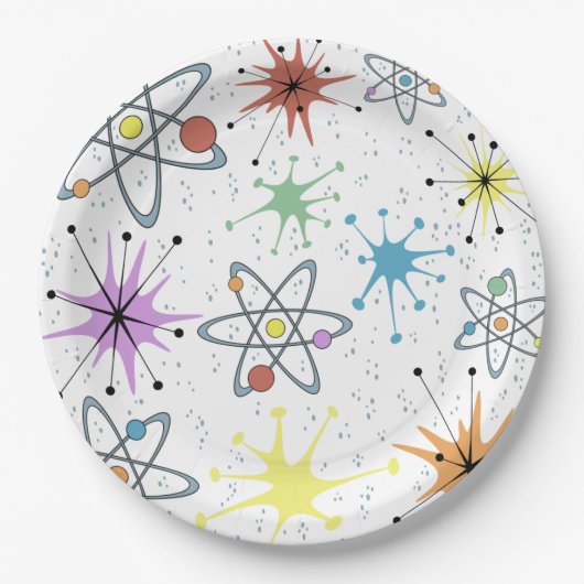 Assiettes En Carton Rétro atomique (Devant)