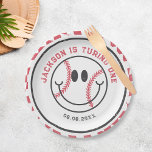 Assiettes En Carton Retro Baseball Vibes Boy Anniversaire<br><div class="desc">Vibes de baseball Retro Boy Plaques papier fête d'anniversaire</div>