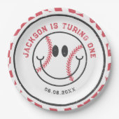 Assiettes En Carton Retro Baseball Vibes Boy Anniversaire (Devant)