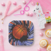 Assiettes En Carton Retro Basketball Jouer Ball Sports Plaques de papi (Fête)