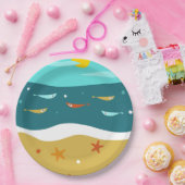 Assiettes En Carton Retro Beach Été Milieu du siècle moderne (Fête)