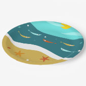 Assiettes En Carton Retro Beach Été Milieu du siècle moderne (Angle)