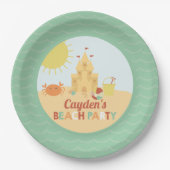 Assiettes En Carton Retro Beach Party Summer Sand château Anniversaire (Devant)