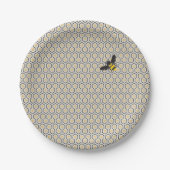 Assiettes En Carton Retro Bee et Honeypeb Grille Motif (Devant)