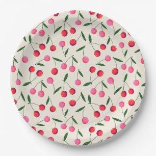 Assiettes En Carton Retro Berry Cherry fête d'anniversaire