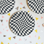 Assiettes En Carton Retro Black White Checks Warped Checkered<br><div class="desc">Perfect warped checkered design. Modern warped checkers. This nice retro psychedelic design takes you to the wonderland. Warped checks in pastel colors. Twirl and swirl,  twist checks,  checkered pattern</div>