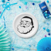 Assiettes En Carton Rétro blanc de Père Noël (Fête)