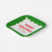 Assiettes En Carton Retro Bold Wavy Red & Green Custom Joyeux Noël (Angulaire)