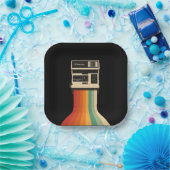 Assiettes En Carton Retro Camera with Rainbow Print (Fête)