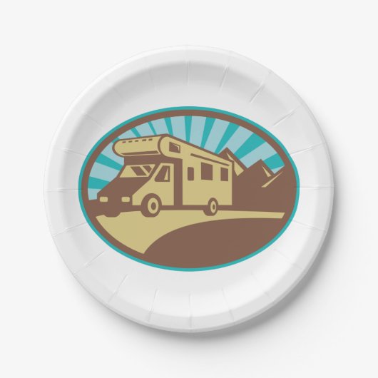 Assiettes En Carton Retro Campervan (Devant)