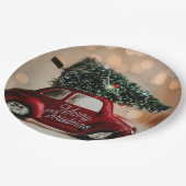 Assiettes En Carton Retro Car Carrying Christmas Tree Paper Plates (Angle)