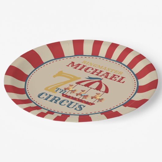 Assiettes En Carton Retro Carousel Cirque Carnaval Annival Plaque de f (Angle)