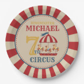Assiettes En Carton Retro Carousel Cirque Carnaval Annival Plaque de f (Devant)