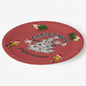 Assiettes En Carton Retro Cartoon Noël Joyeuse saison (Angle)