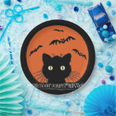 Assiettes En Carton Rétro chat noir étonné Halloween 9" plaque à (Fête)