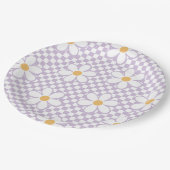Assiettes En Carton Retro Checker Lilac Daisy anniversaire (Angle)