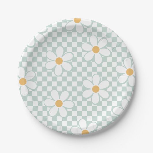 Assiettes En Carton Retro Checker Monnaie d'anniversaire Plaques papie (Devant)
