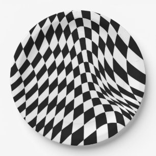 Assiettes En Carton Retro Checkerboard One Happy Dude Party