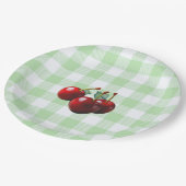Assiettes En Carton Retro Cherries fresh picked green gingham (Angle)