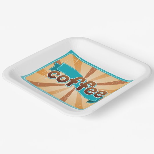Assiettes En Carton Retro Coffee Design (Angulaire)