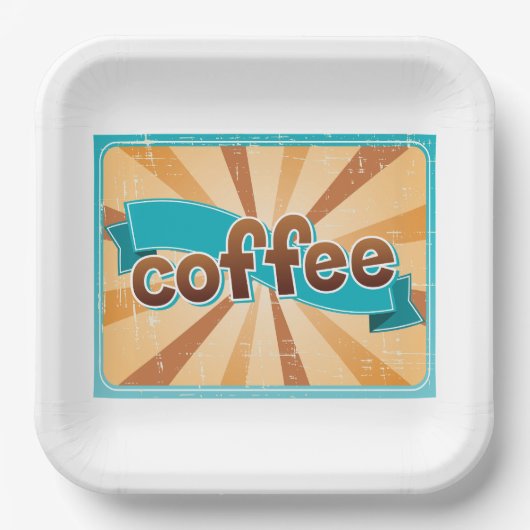 Assiettes En Carton Retro Coffee Design (Recto)