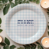 Assiettes En Carton Retro Cowboy Blue En vichy Boy Baby shower Plaques