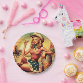 Assiettes En Carton Retro Cute Cowgirl (Fête)