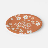 Assiettes En Carton Retro Daisy brûlé orange nuptiale douche (Angle)