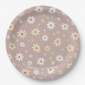 Assiettes En Carton Retro Daisy Floral Motif Personnalisé Anniversaire (Devant)