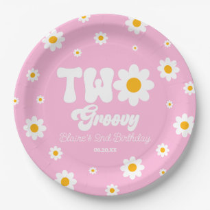 Assiettes En Carton Retro Daisy Flower Two Super 2e fête d'anniversair