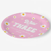 Assiettes En Carton Retro Daisy Flower Wild & Trois 3e fête d'annivers (Angle)