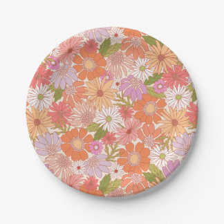 Assiettes En Carton Retro Daisy Garden