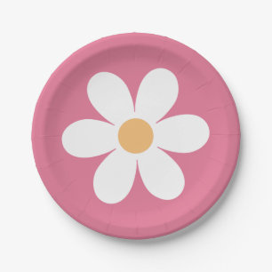 Assiettes En Carton Retro Daisy Rose Classique