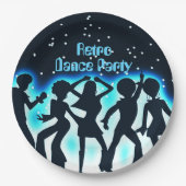 Assiettes En Carton Retro Dance Party Turquoise (Devant)