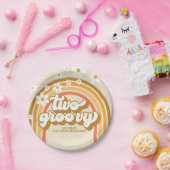 Assiettes En Carton Retro Deux Arc-en-ciel Super Orange Brown Annivers (Fête)