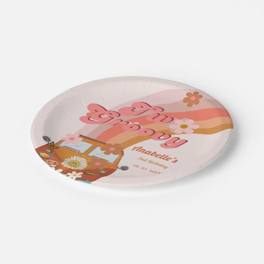 Assiettes En Carton Retro deux Super Daisy Flower fête d'anniversaire (Angle)