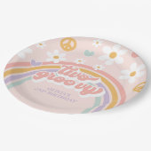 Assiettes En Carton Retro Deux Super fille arc-en-ciel 2e anniversaire (Angle)