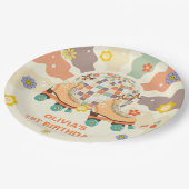 Assiettes En Carton Retro Disco Roller Skate 1er anniversaire (Angle)