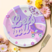 Assiettes En Carton Retro Disco Roller Skate Let's Roll 1er anniversai
