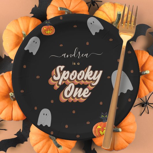 Assiettes En Carton Retro Éffrayant un 1er Halloween fête d'anniversai