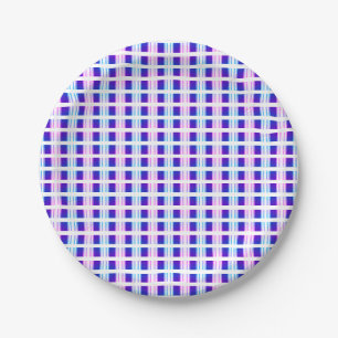 Assiettes En Carton rétro électrique rayé bleu & violet