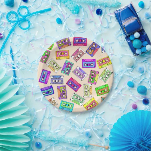 Assiettes En Carton Rétro enregistreurs à cassettes modelés des années (Fête)