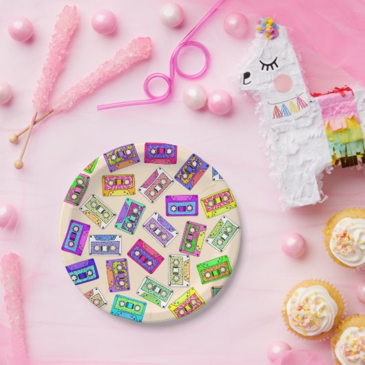 Assiettes En Carton Rétro enregistreurs à cassettes modelés des années (Fête)