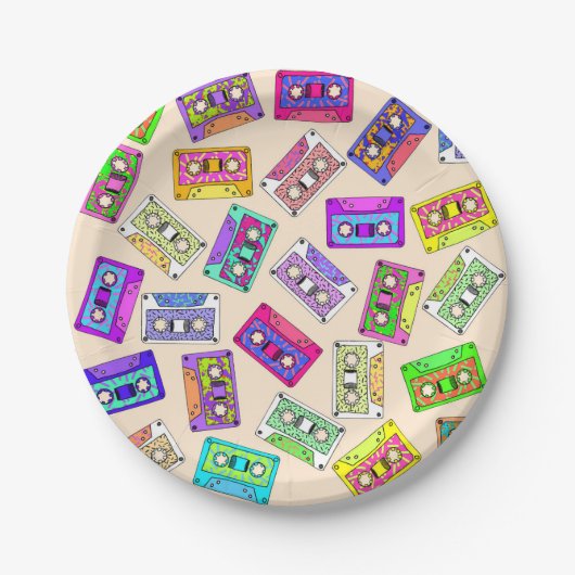 Assiettes En Carton Rétro enregistreurs à cassettes modelés des années (Devant)